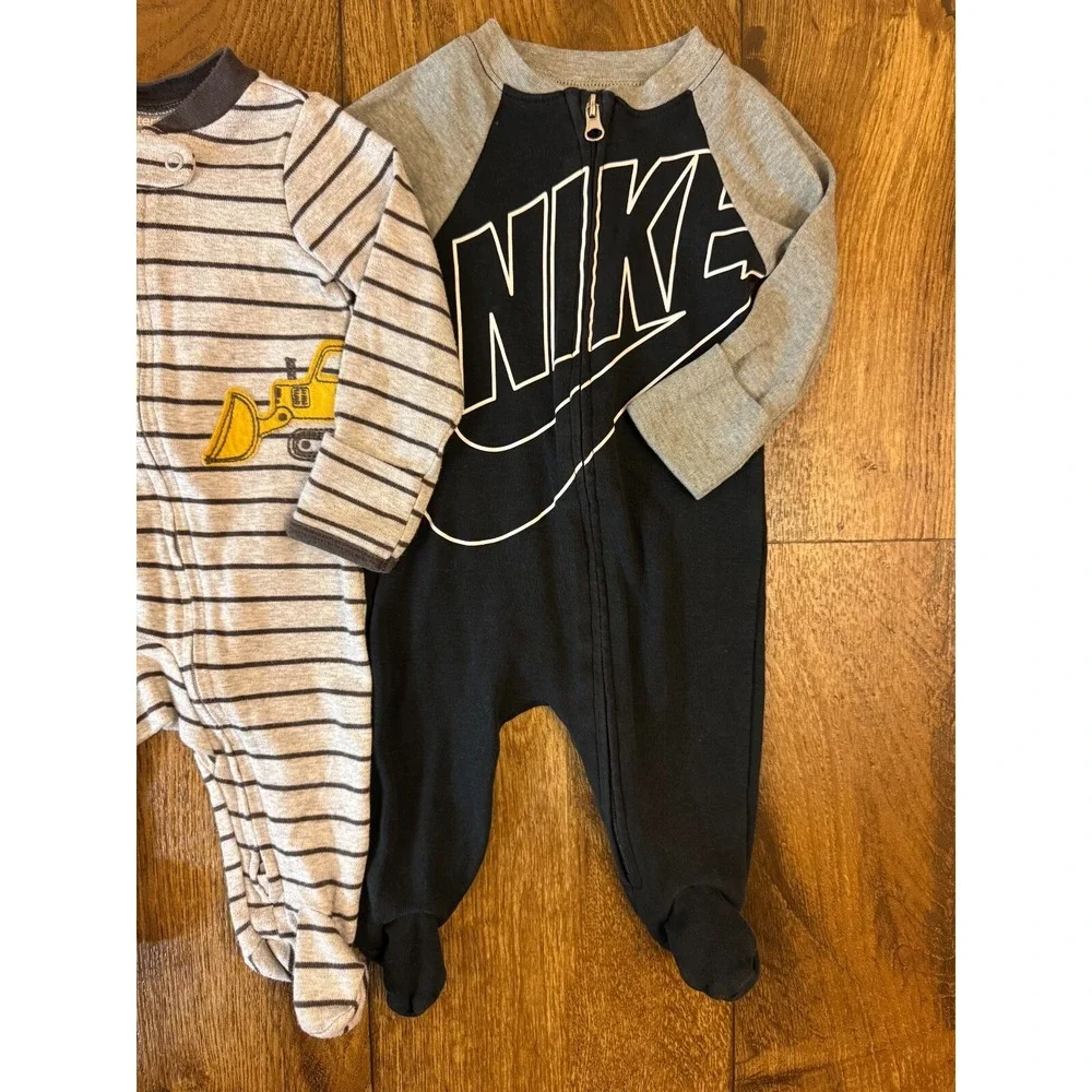 Carters‎ Nike Baby Boy 3 Months Footed Sleepers Pajamas Outfits Clothes Lot Logo